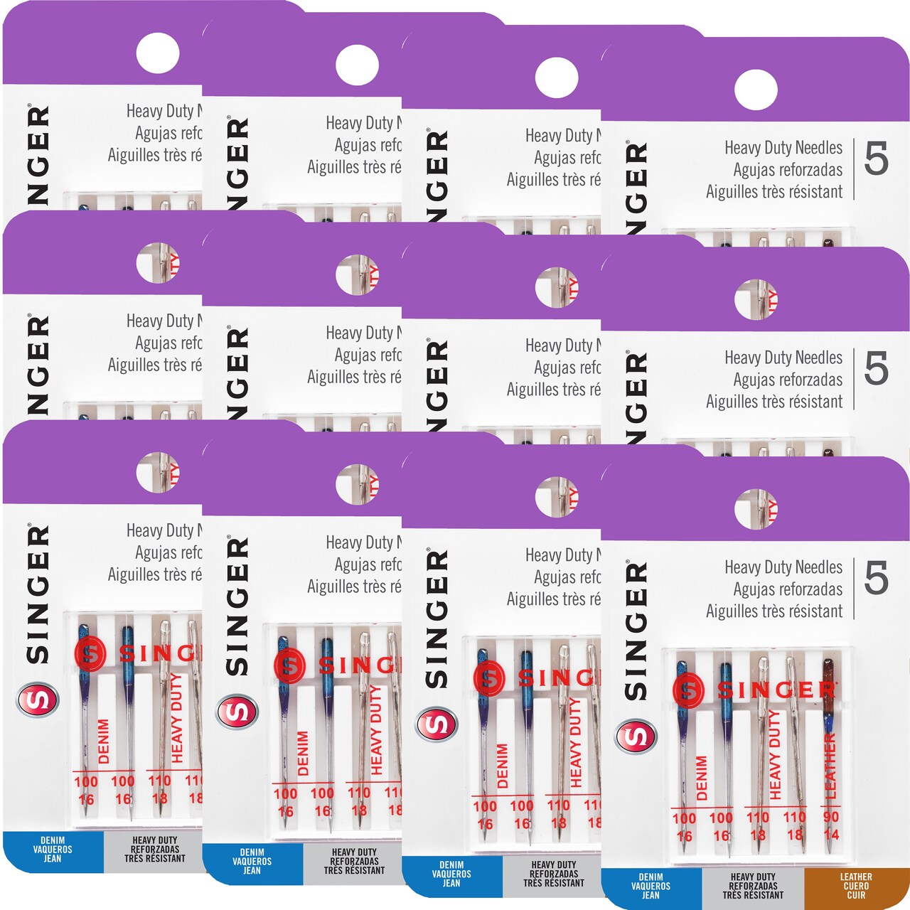 Multipack of 12 - Singer Universal Heavy-Duty Machine Needles-5/Pkg